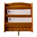 Home Basics 3 Tier Pine Letter Rack with Key Hooks LR01122